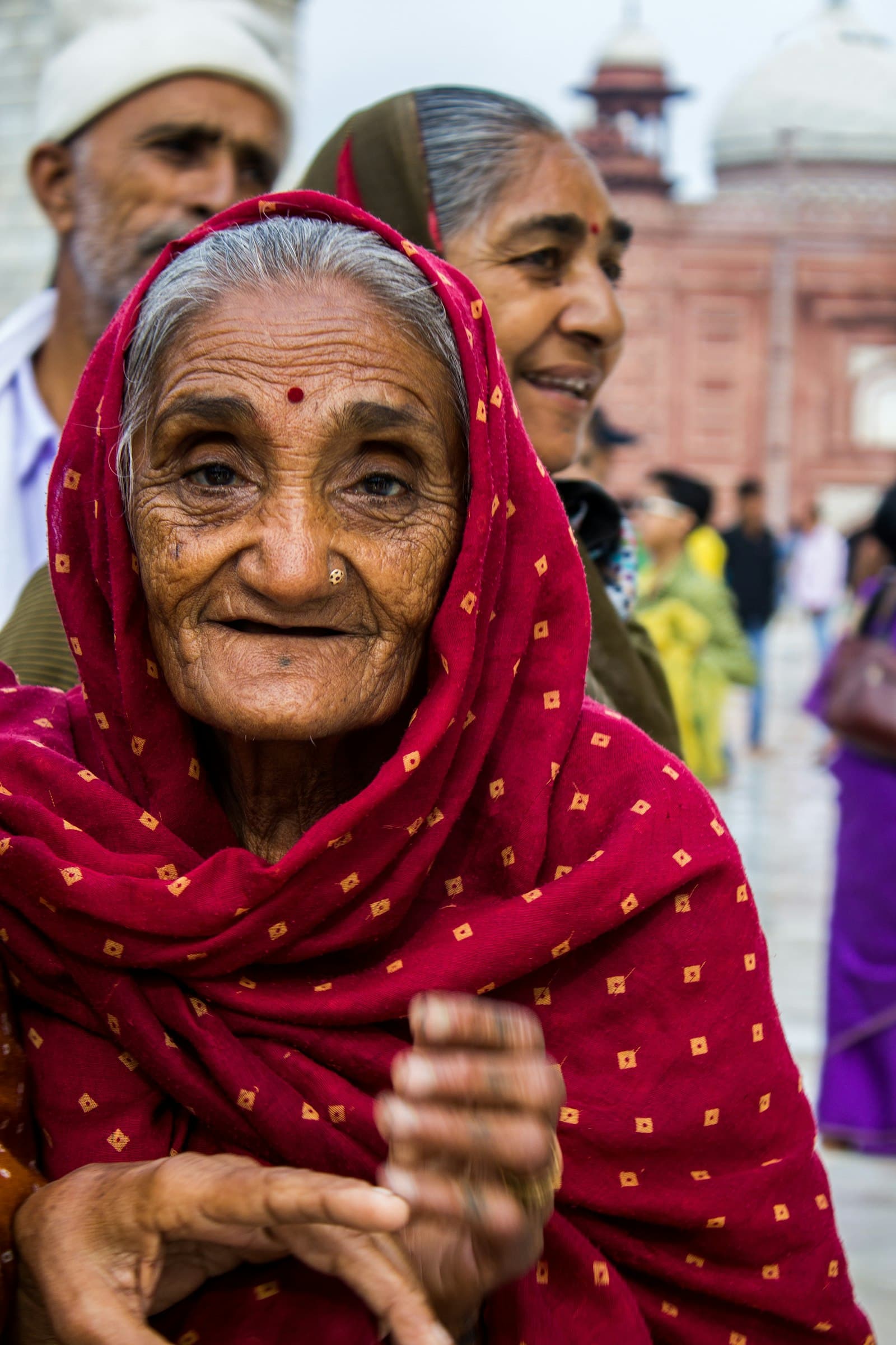 A grandmother at home with her family